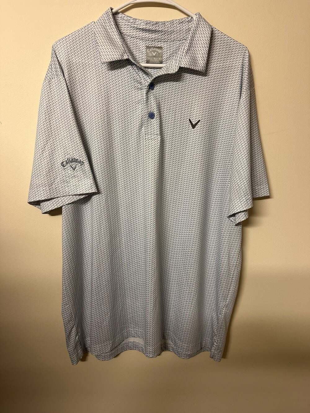 Callaway Men's Chevron Foulard Print Short Sleeve Golf Polo Shirt Large